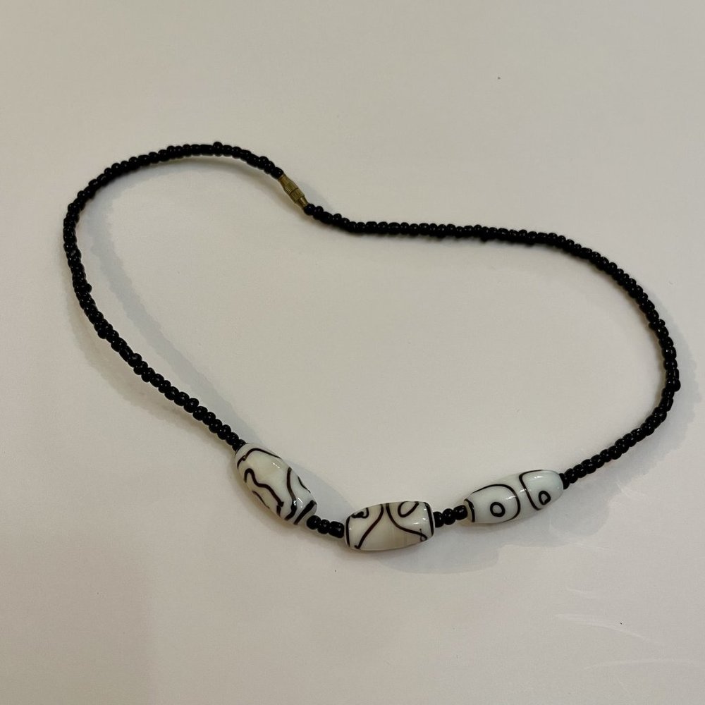 Black beaded necklace, great condition